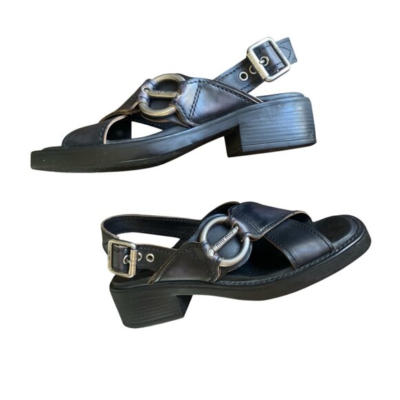 Miu Miu Leather Bleached Sandals Black Excellent Condition Size 38 1/2 - Picture 6 of 9